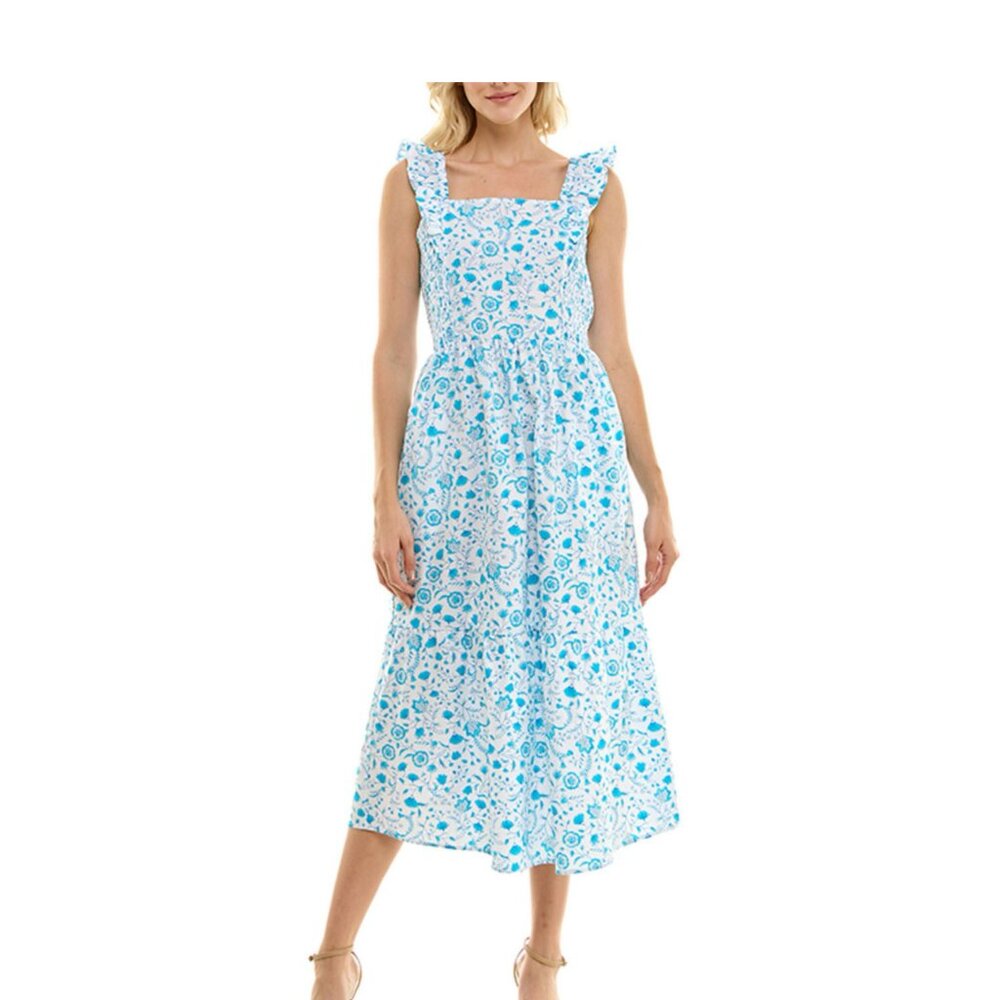 Draper James Women's Flutter Strap Smocked Midi Dress